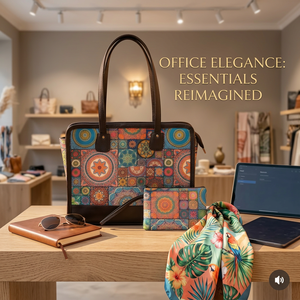 Custom Luxury Vintage Executive Laptop Tote Bag Jaipur Jacquard Woven Print Office <b>Handbag</b> Pouch Cotton Trim Women Zipper Travel - Product Image 3