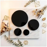 Plaque de divination ronde en obsidienne noire polie avec support, cristal naturel pour accent de décoration moderne et divination Feng Shui