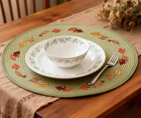 Napperons en PP tissés et brodés Feuilles tombantes 38 cm (15 po) Lot de 4 Mignons Écologiques Faits à la main Épaisseur 3 mm Décoration élégante pour table à manger