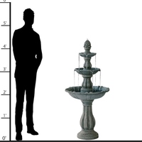 Fontaine d'eau de jardin décorative antique en résine portable à 3 niveaux alimentée à l'énergie solaire