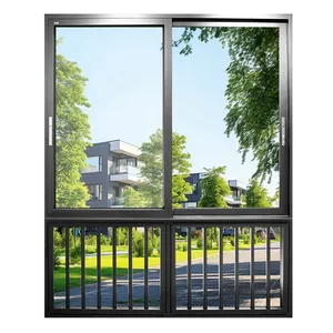 Низкий минимальный объем современных больших окон из алюминиевого сплава двойные стеклянные раздвижные окна с грилем