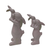 Ensemble de table à manger d'extérieur pour les décorations de fête des enfants de Pâques avec lapin en céramique cadeaux de Pâques décoratifs