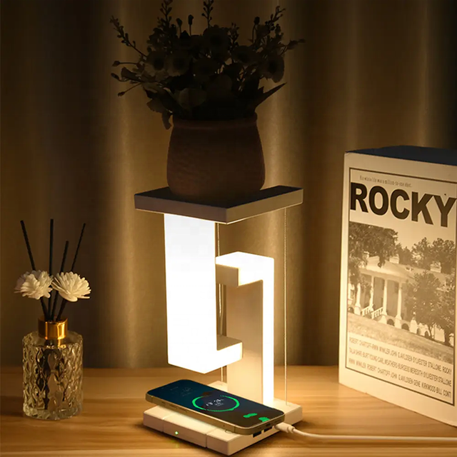 Creative Anti Gravity Small Table Lamp With Phone Portable Wireless Charger Touch Sensor Dimmable Magnetic Levitation Table Lamp