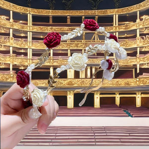 सुरुचिपूर्ण विंटेज धातु गुलाब टियारा हेयरबैंड नई लड़कियों की लाल गुलाब बेल हेपशन महिलाओं के मोती बाल सामान उपहार हेडबैंड - Product Image 2