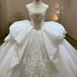 Princess Wedding Ball Gown Lsjj09 Appliques Beaded <b>Sequined</b> Tiered Floor-Length Bohemian Style Natural Embroidered Floral Print - Product Image 3