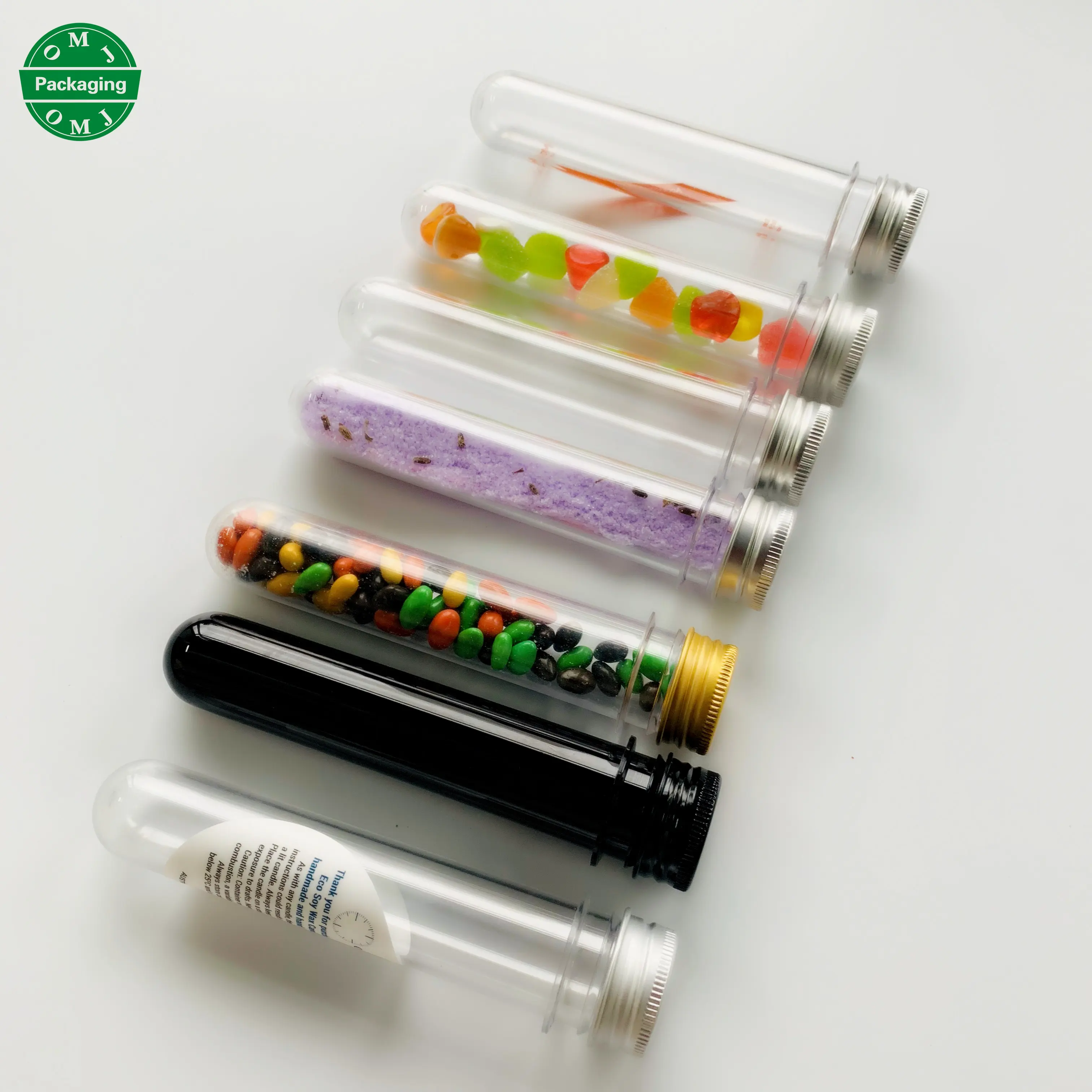 Lab Plastic Transparent Cylindrical Refillable Test Tube For Candy Bead Container