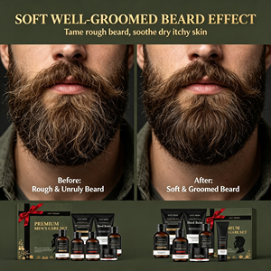 Set Premium per la Cura Maschile OEM, Kit Regalo per Barba e Corpo, Fragranza Legnosa, Nutre la Barba, Idrata la Pelle, Regalo Festivo per Uomini - Product Image 5
