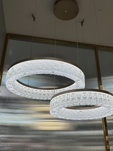 Lámpara de Araña LED de Cristal Acrílico Suspendida de Lujo Moderno Serie NVC Moon Ring para Sala de Estar y Entrada, Iluminación de Alta Gama - Product Image 2