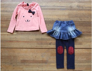 Girls Shirts and Demin <b>Jeans</b> Skirt Pants Two Pieces Set for Shopping - Product Image 4