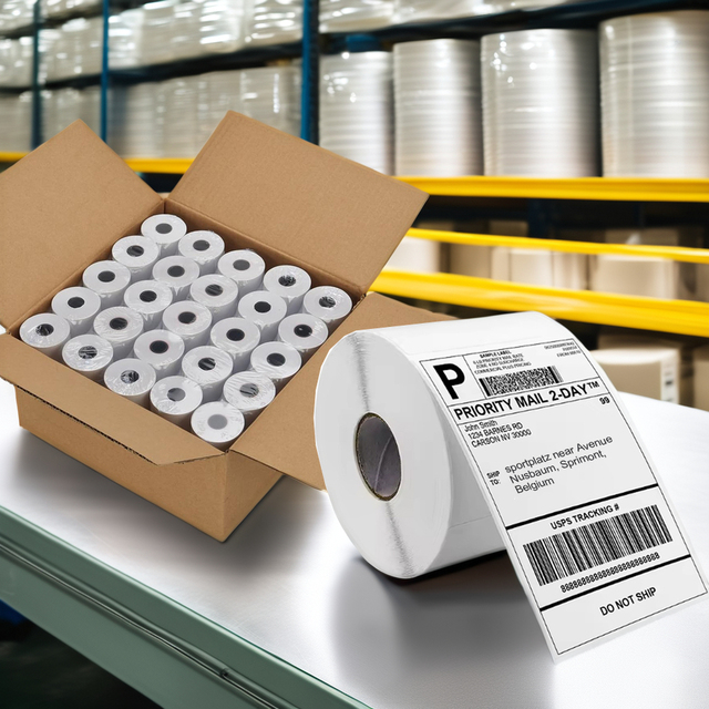 Boyeezon Direct Thermal Shipping Labels,Label Tape 4x6 100x150mm 500pcs Roll Self-Adhesive for Zebra,Barcode & Waybill