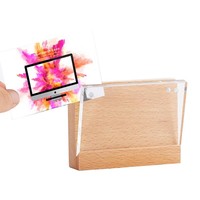 Vente en gros de porte-menu solides en acrylique 4x6 pouces, cadre photo magnétique avec base en bois