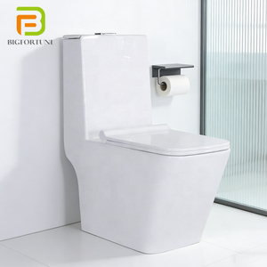 WC monobloc carré contemporain en céramique à chasse directe pour salle de bain, appartement et projets de construction - Product Image 1