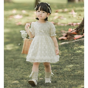 Nouveautés Robes d'été pour enfants pour filles Robe bébé <span class=keywords><strong>boutique</strong></span> manches courtes Robes enfants brodées anniversaire avec nœud - Product Image 2