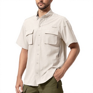 Chemises boutonnées d'été pour hommes, décontractées, respirantes, anti-UV UPF50+, manches courtes, col boutonné, en Spandex/Polyester, pour le golf, les vacances et la plage - Product Image 1