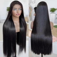 Perruque Frontale HD en Cheveux Vietnamiens Bruts, Vente en Gros, 13x4 sans Colle, Lisse Os, Couleur Naturelle, pour Femmes Noires
