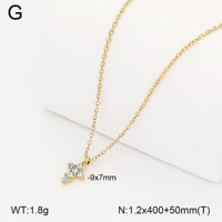 Ensemble collier et bracelet assortis en acier inoxydable POWELL avec pendentif croix en zircon, plaqué or 18 carats, chaîne figaro, bijoux romantiques pour femmes