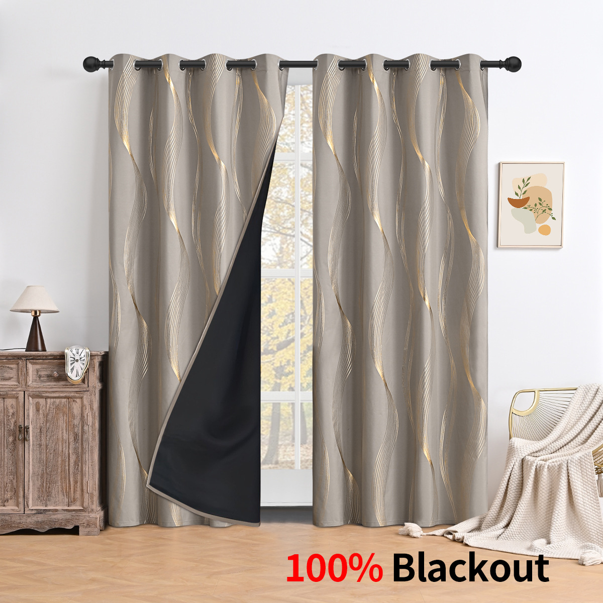Bronzing wave punch-khaki 100% blackout