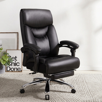 Fauteuil de bureau exécutif moderne en cuir PU, avec cadre en aluminium, style canapé de direction, assise confortable, hauteur réglable