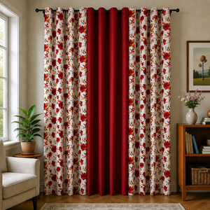 <span class=keywords><strong>Tende</strong></span> Oscuranti All'Ingrosso con Stampa Floreale e Occhielli, Drappeggi per Camera da Letto e <span class=keywords><strong>Soggiorno</strong></span>, Tenda Moderna Bicolore Patchwork con Occhielli - Product Image 3