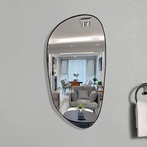 กระจกติดผนังทรงยาวแบบไม่สมมาตร กรอบดำขนาดใหญ่ สำหรับตกแต่งห้องน้ำ - Product Image 5