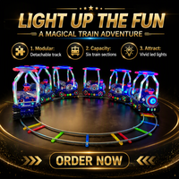 Train à pédales pour enfants de style britannique avec piste circulaire détachable et lumières LED pour 5 à 10 passagers