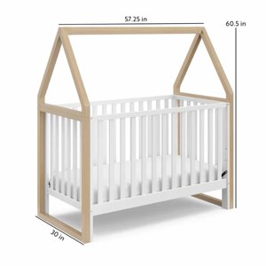 Cuna de Madera en Forma de Casa, Estilo Nórdico, Cama de Bebé de 2 Tonos, Altura Ajustable, Cuna Segura para Recién Nacidos - Product Image 5