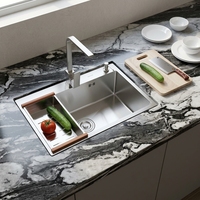 Évier de cuisine moderne de luxe écologique à cuve unique en acier inoxydable 304, installation sous plan, garantie 3 ans
