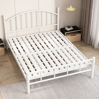 Lit en Fer Moderne Simple pour Maison, Lit Double 1,8 m, Lit Simple Économique 1,5 m pour Dortoir ou Chambre de Location