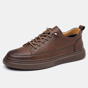 Chaussures bateau en cuir véritable pour hommes, à lacets, bout rond, semelle extérieure en caoutchouc respirante, style décontracté d'été, confortables et légères - Product Image 4