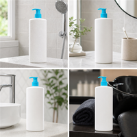 Bouteille de shampoing en PE blanc de 750 ml, grande capacité, flacon pompe pour gel douche et lotion, emballage pour salle de bain d'hôtel, vente en gros OEM