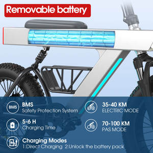 Nouveauté Vélo électrique pour adultes <span class=keywords><strong>250W</strong></span> 48V 20 pouces Vélo électrique tout-terrain à pneus larges Vélos électriques de ville et de montagne avec suspension - Product Image 3
