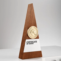 Trophées JN en bois massif Plaque de trophée en bois gravée créative personnalisée Trophée de récompense en bois d'entreprise avec métal