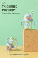 Bouteille d'eau pour enfants avec paille et sangle, motif dessin animé, sans BPA, gobelet en plastique pour l'école, logo personnalisé, vente en gros, OEM