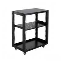 Rack de serveur ouvert 19 pouces 4 poteaux 12U 520*600*600mm en acier laminé à froid SPCC profond, mobile
