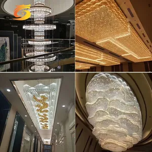 Lampu Chandelier Led kristal K9 besar kustomisasi proyek mewah kontemporer 2024