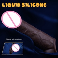 Manchon en silicone liquide pour homme, triple verrouillage, pour l'agrandissement et l'épaississement du pénis, usage adulte, ensemble manchon cristal