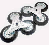 Roulettes universelles en caoutchouc noir résistantes à l'usure de 160 mm pour chariot d'escalade triangulaire à trois roues