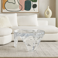 JingYue table à thé en résine de luxe transparente personnalisée meubles fabriqués à la main pour les espaces commerciaux hôtels salons