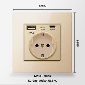 Panneau en verre cristal 86*86mm <span class=keywords><strong>Prise</strong></span> allemande avec 1 <span class=keywords><strong>USB</strong></span> et 1 port de charge Type <span class=keywords><strong>C</strong></span> - Product Image 4