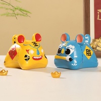 Figurine Tigre Porte-Bonheur en Résine Style Peluche, Adorable Ornement Animal en Peluche pour la Maison et le Bureau, Cadeau de Collection Mignon