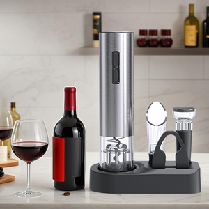 Custom Logo Battery Operated Electric <b>Wine</b> Opener Set with Vacuum <b>Wine</b> <b>Stopper</b> Pourer Foil Cutter and Storage Base - Product Image 3