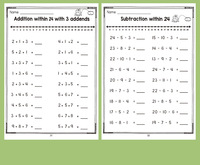 Pack de feuilles de travail d'addition et de soustraction pour la maternelle, livre d'activités mathématiques amusantes pour enfants, liens numériques, coloriage par réponse, entraînement mathématique