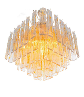 Grand lustre en verre de Murano ambré, carré, rectangulaire, suspension