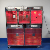 Cage d'oxygénothérapie pour chien en acier inoxydable, chambre de récupération vétérinaire ICU, boîte d'isolement clinique mobile à débit réglable pour l'élevage