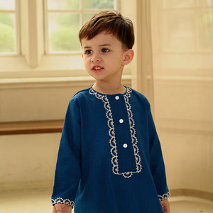 Túnica Islámica Tradicional Modesta para Niños Pequeños, Estilo Casual, Tela de Sarga 100% Algodón, Ignífuga, ODM OEM, Bordado - Product Image 1