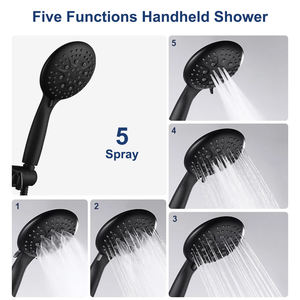 Robinet de douche à double tête à 3 voies haute pression avec 35 réglages, noir mat, avec vanne de fixation - Product Image 5