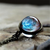 Cosmique galaxie nébuleuse Double verre Pokeball cristal porte-clés femmes rétro mode bijoux plus faciles allumettes chandails porte-clés