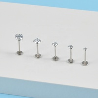 Nouveauté 2023 : Piercing Labret en Acier Chirurgical avec Zircon, Argenté, pour Lèvre, Cartilage d'Oreille, Tragus, Hélix, Daith, Mariage et Fiançailles