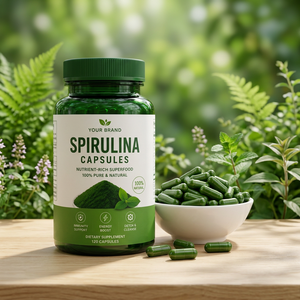 Capsules de spiruline pure, algues vertes naturelles, superaliment, complément alimentaire, formule bien-être riche en nutriments à base de plantes, à prendre quotidiennement - Product Image 1