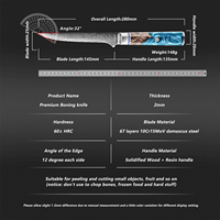 Couteaux à désosser professionnels de haute qualité 6 pouces 10CR15MOV damas couteau à désosser du chef de cuisine Laser en acier au carbone